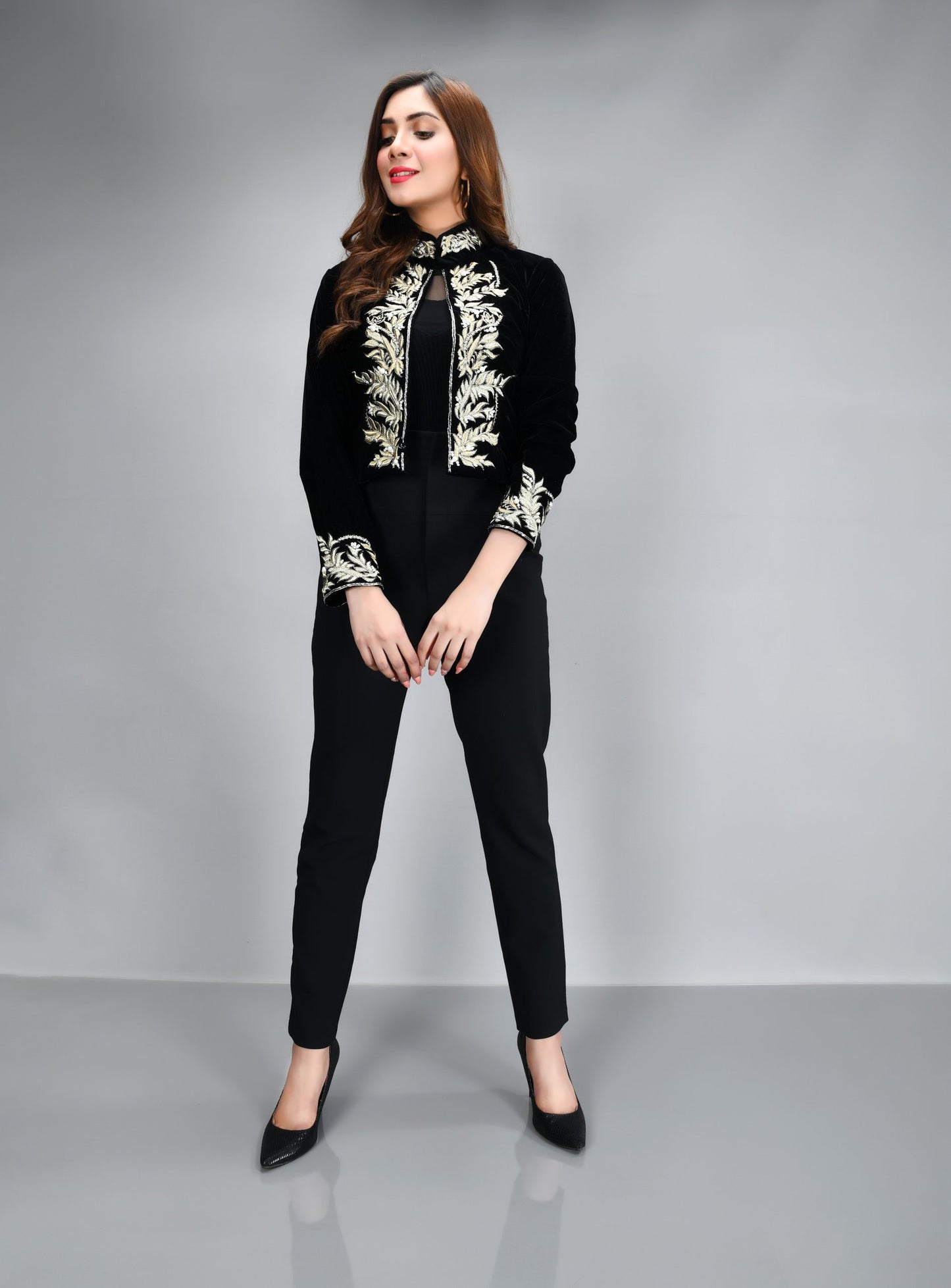 Black Velvet Embroidered Jacket