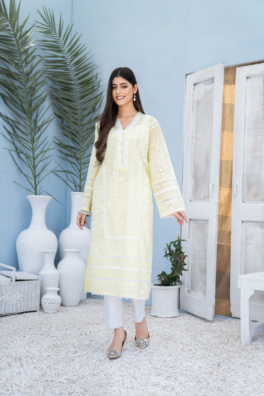 Light Yellow Chikankari Shirt