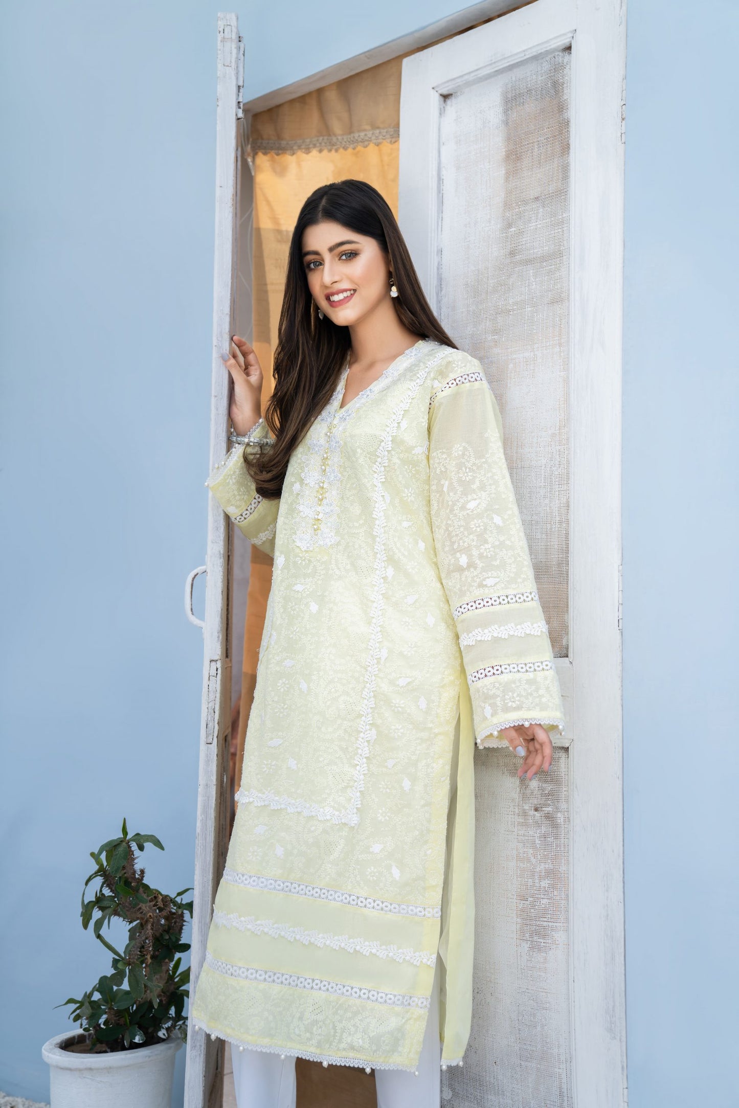 Light Yellow Chikankari Shirt