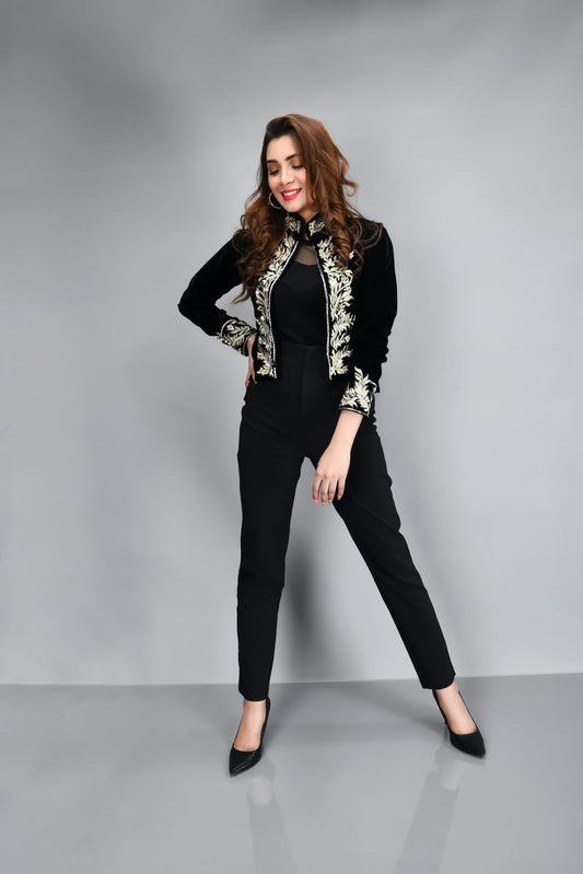Black Velvet Embroidered Jacket