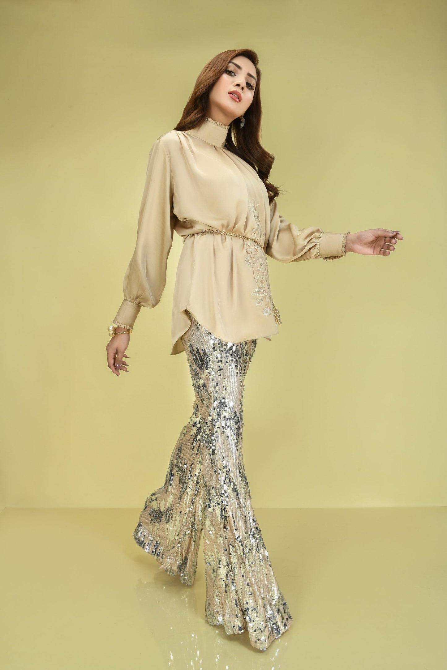 Silk top with Bling Trouser